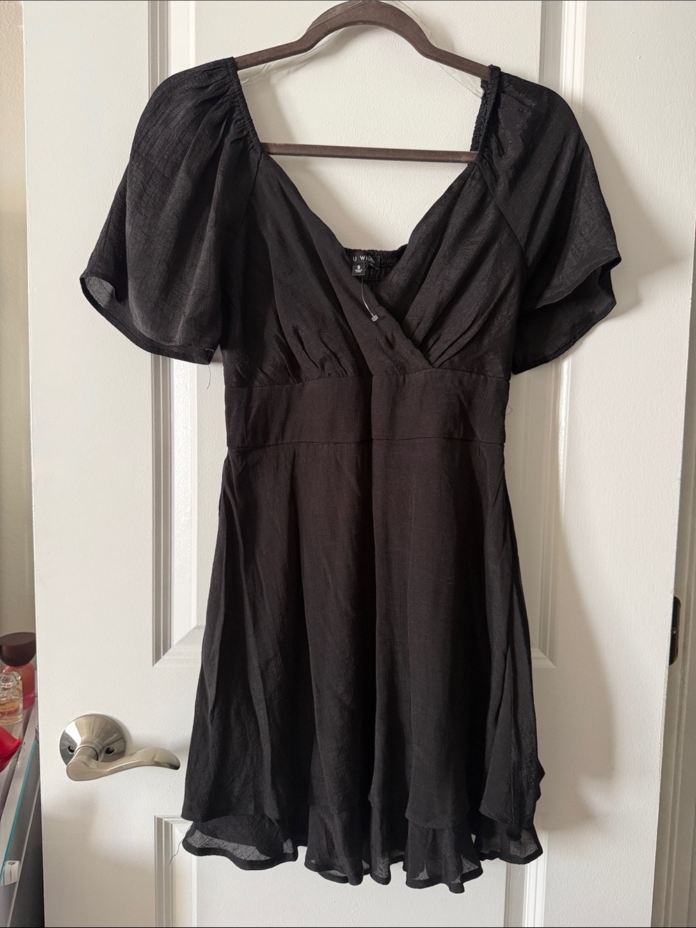 Black Short Sleeve V-Neck Women's Dress